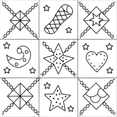 Christmas Quilt Vector Stars, Trees, and Candy Canes