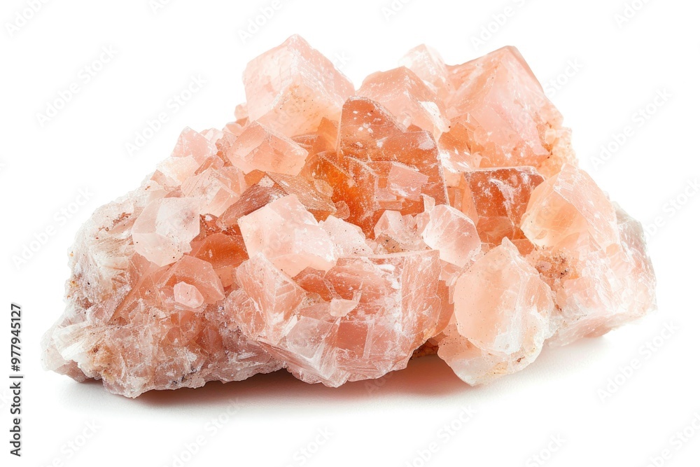 Poster a collection of pink crystals arranged on a white surface, often used as a decorative element or for