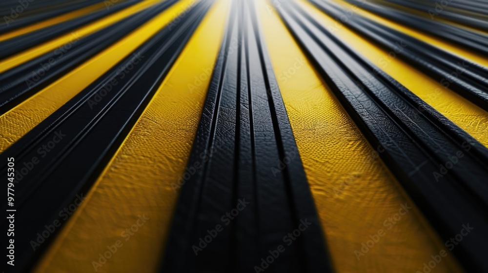 Poster a close-up shot of a textured yellow and black striped surface, suitable for use in designs where bo