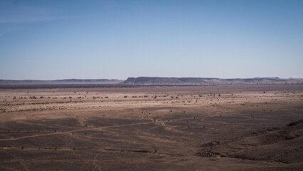 The landscape of the Sahara Desert en route to Eg Chigaga in Morocco