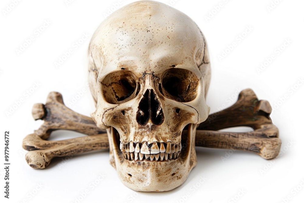 Poster a skull with crossbones icon on a white background