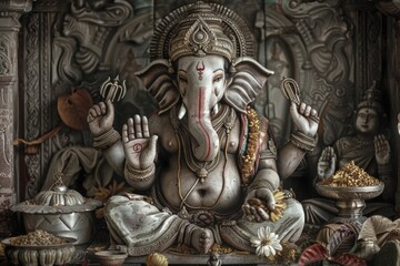 Fototapeta premium A figurine of an elephant perched on a surface, often used for decorative or symbolic purposes