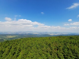 Views from Wielka Sowa mountain, owl mountains, lower silesia, central sudetes, highest peak, peak, wielka sowa, mountains, poland, summer 2024, sleza mountain, polish village © Paulina