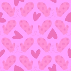 New year winter accessories seamless gloves and snowflakes pattern for fabrics