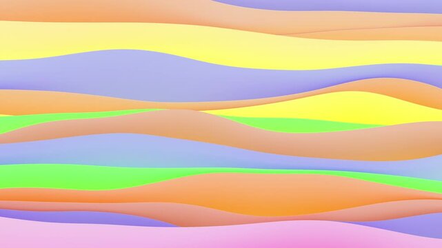 3D render of abstract wavy colorful background, 4K animated template, live wallpaper