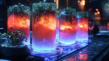 Futuristic food service providing dietary accommodations AIdriven customization allowing guests tailor every dish their specific nutritional requirements preferences illustrated a futuristic depiction
