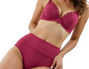 Young woman's body in bikini Warm fair skin in, Relaxed Pose isolated on transparen background