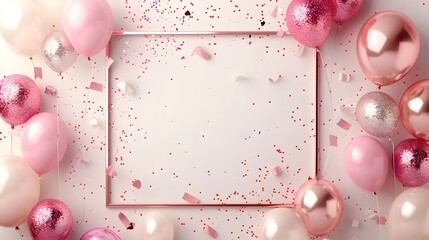 Elegant Pink Balloon Frame with Copyspace for Bridal Showers or Romantic Event Invitations
