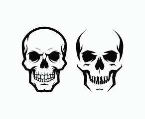 Skull EPS vector art silhouette illustration template on a white background