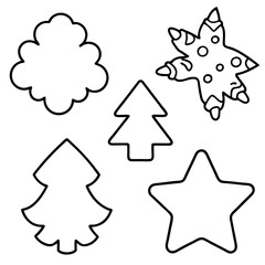 Assorted Cookie Cutter Shapes Stars, Trees, and Angels Vector Art