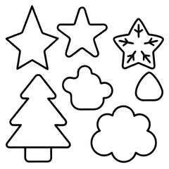 Assorted Cookie Cutter Shapes Stars, Trees, and Angels Vector Art