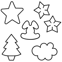 Assorted Cookie Cutter Shapes Stars, Trees, and Angels Vector Art