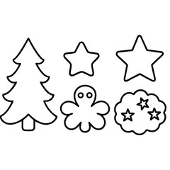 Assorted Cookie Cutter Shapes Stars, Trees, and Angels Vector Art