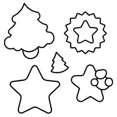 Assorted Cookie Cutter Shapes Stars, Trees, and Angels Vector Art