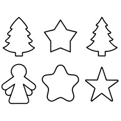 Assorted Cookie Cutter Shapes Stars, Trees, and Angels Vector Art