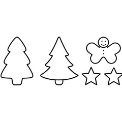 Assorted Cookie Cutter Shapes Stars, Trees, and Angels Vector Art