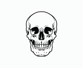Skull EPS vector art silhouette illustration template on a white background