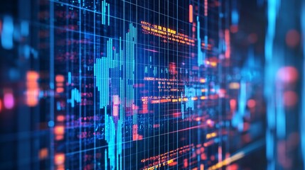 Digital Data and Financial Stock Market Chart Visualization
