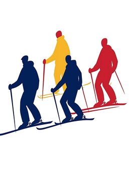skiers silhouettes downhill skiing colorful clip art preview