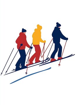 skiers in colorful jackets skiing downhill clip art preview