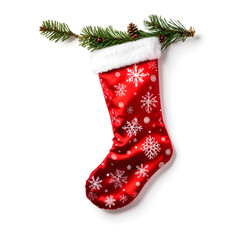 christmas stocking with pine branch