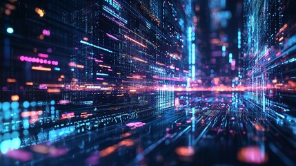 Obraz premium High-speed data transmission in futuristic digital space