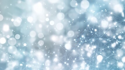 A soft, light blue abstract background featuring a network grid with digital connections and bokeh effects, ideal for technology themes