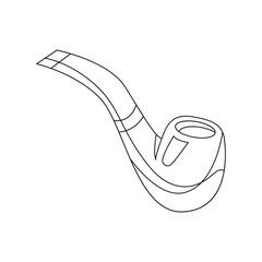 Smoking pipe isolated on a white background. Smoking pipe stroke icon, classic smoke pipe vector illustration