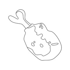 Meat leg vector stroke icon on white background. Hot fried chicken leg symbol. Fast food, roasted crispy bird meat for dinner.