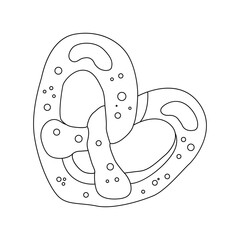 Pretzel vector outline icon. Illustration on a white background. Oktoberfest holiday symbol, illustration for bakery
