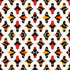 Paseo abstract ornament. Ethnic and tribal pattern. Mosaic tiles. African style seamless surface design. Repeated geometric figures wallpaper. Bright digital paper, textile print. Vector illustration