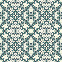 Seamless surface design with ogee ornament. Oriental traditional pattern with repeated mosaic tile. Tracery window wallpaper. Moroccan lantern motif. Arabesque digital paper, textile print. Vector art