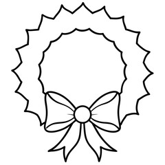 Circular Wreath with Large Bow and Holly Leaves – Vector Art