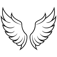 Elegant Curved Angel Wings - Detailed Vector Art