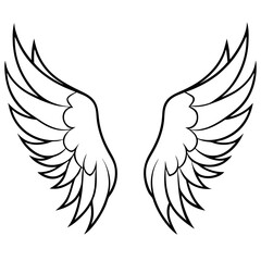 Elegant Curved Angel Wings - Detailed Vector Art