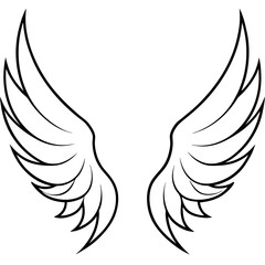 Elegant Curved Angel Wings - Detailed Vector Art