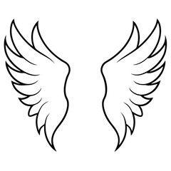 Elegant Curved Angel Wings - Detailed Vector Art
