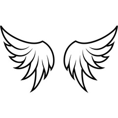 Obraz premium Elegant Curved Angel Wings - Detailed Vector Art