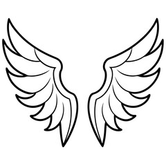 Elegant Curved Angel Wings - Detailed Vector Art