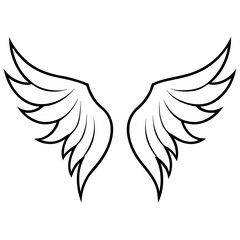Elegant Curved Angel Wings - Detailed Vector Art