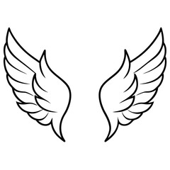Fototapeta premium Elegant Curved Angel Wings - Detailed Vector Art