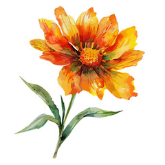 Watercolor drawing of Blanket flower, isolated on a white background, and Blanket vector