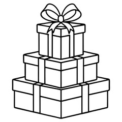 Stacked Gift Boxes with Ribbons and Bows - Vector Art