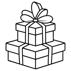 Stacked Gift Boxes with Ribbons and Bows - Vector Art