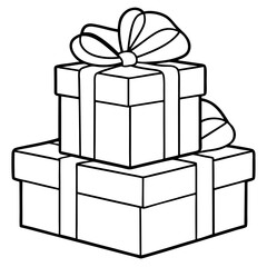 Stacked Gift Boxes with Ribbons and Bows - Vector Art