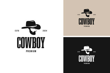 Cowboy western people logo design template vector illustration