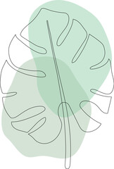 Monstera leaf. Abstract contemporary line art vector illustration