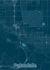 Palmdale, California, USA artistic blueprint map poster