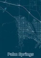Palm Springs, California, USA artistic blueprint map poster