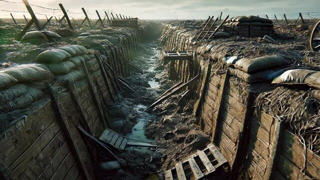 Desolate Trenches of War A Haunting and Eerie Landscape